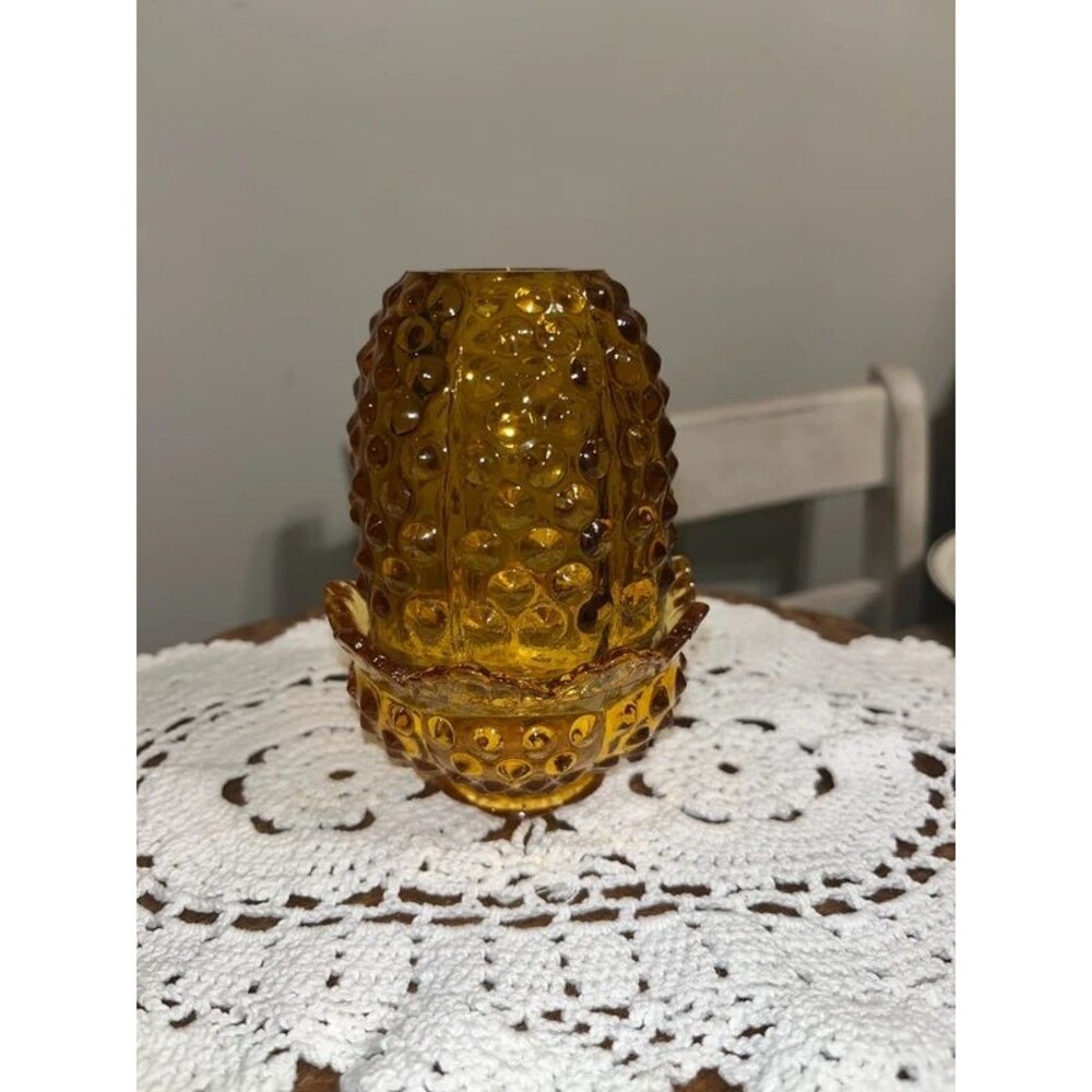 Vintage Fenton Amber Fairy Lamp
